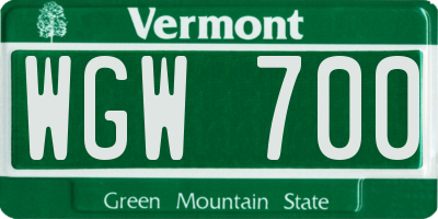 VT license plate WGW700