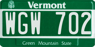 VT license plate WGW702