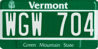 VT license plate WGW704