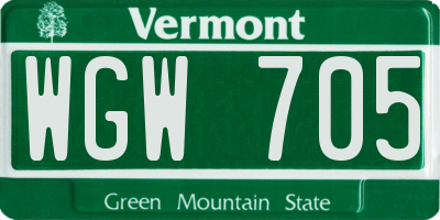 VT license plate WGW705
