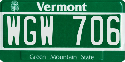 VT license plate WGW706