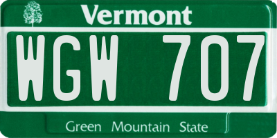 VT license plate WGW707