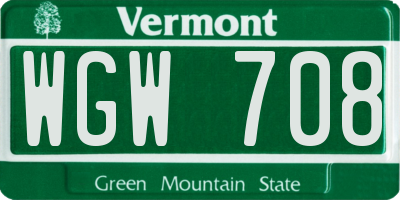 VT license plate WGW708