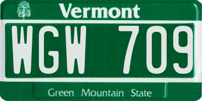 VT license plate WGW709