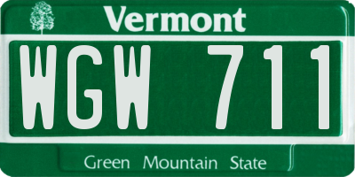 VT license plate WGW711