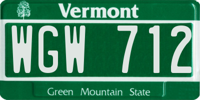 VT license plate WGW712