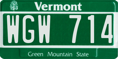 VT license plate WGW714