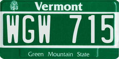 VT license plate WGW715