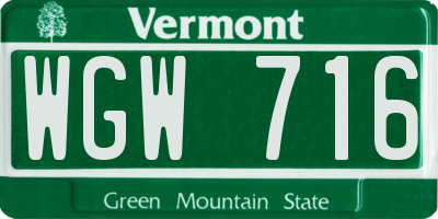 VT license plate WGW716