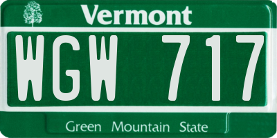 VT license plate WGW717