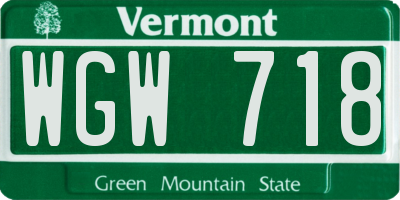 VT license plate WGW718