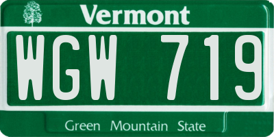 VT license plate WGW719
