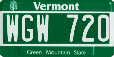 VT license plate WGW720