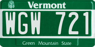 VT license plate WGW721
