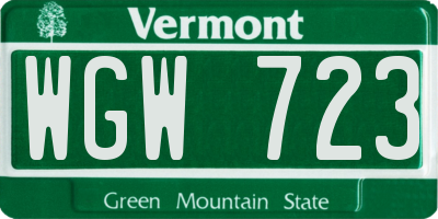 VT license plate WGW723