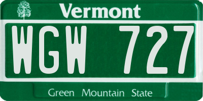 VT license plate WGW727