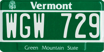 VT license plate WGW729