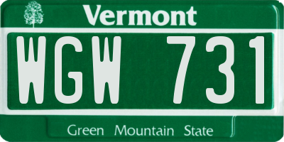 VT license plate WGW731