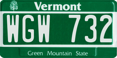 VT license plate WGW732