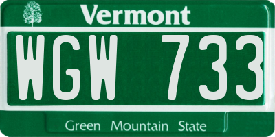 VT license plate WGW733