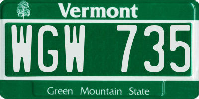 VT license plate WGW735