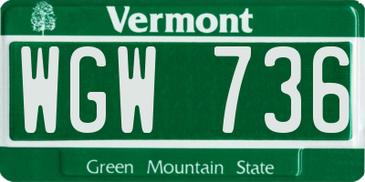 VT license plate WGW736