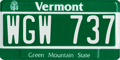 VT license plate WGW737