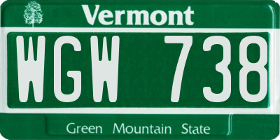 VT license plate WGW738