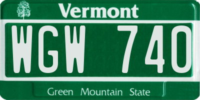 VT license plate WGW740