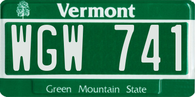 VT license plate WGW741