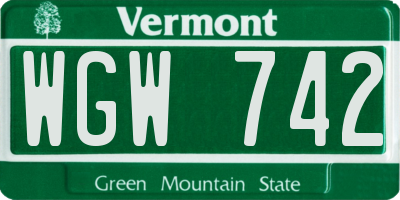 VT license plate WGW742