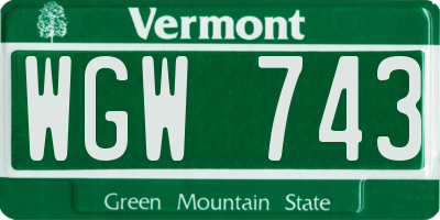 VT license plate WGW743