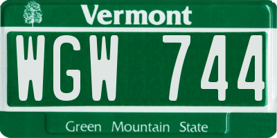 VT license plate WGW744