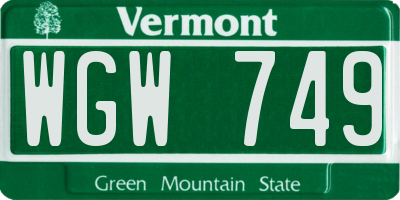 VT license plate WGW749