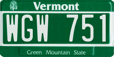 VT license plate WGW751