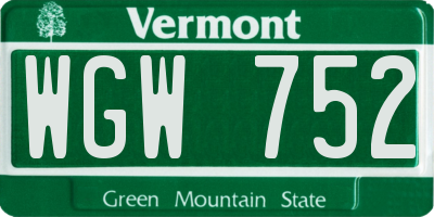VT license plate WGW752