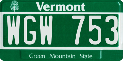 VT license plate WGW753