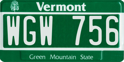 VT license plate WGW756