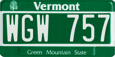 VT license plate WGW757