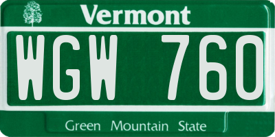 VT license plate WGW760