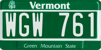 VT license plate WGW761