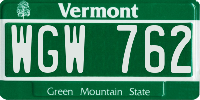 VT license plate WGW762