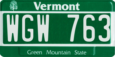 VT license plate WGW763