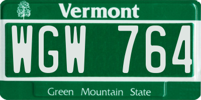 VT license plate WGW764