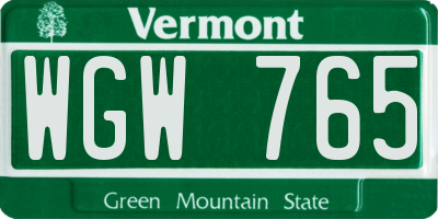 VT license plate WGW765