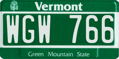 VT license plate WGW766