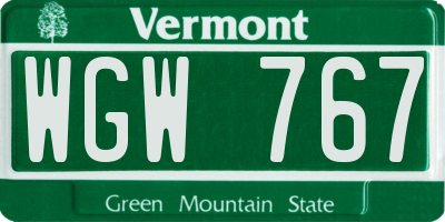 VT license plate WGW767