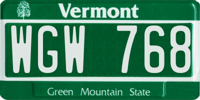 VT license plate WGW768