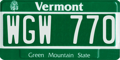 VT license plate WGW770