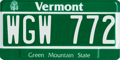 VT license plate WGW772